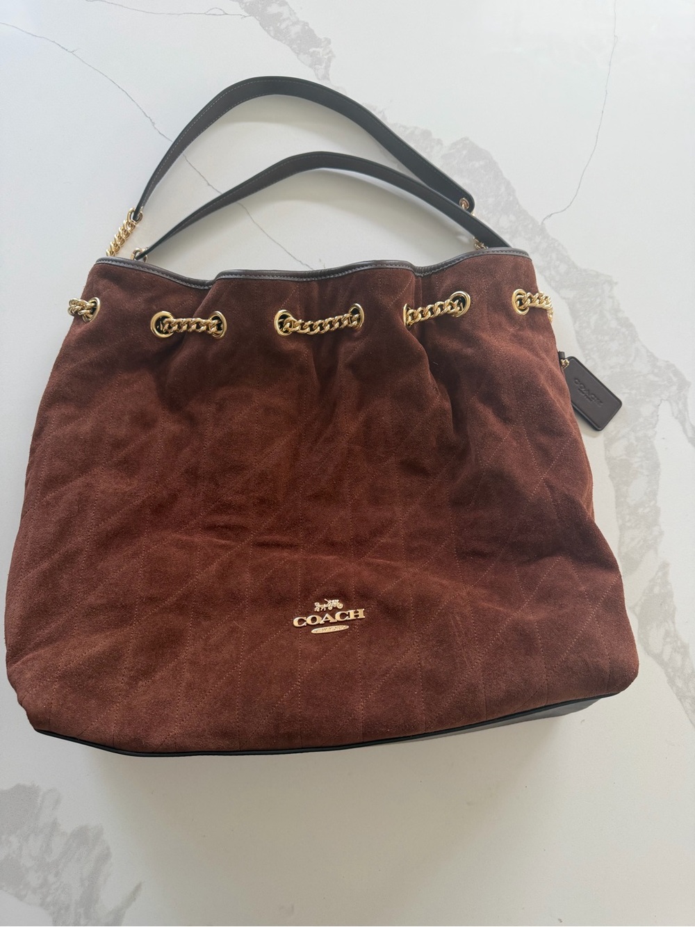 Coach Evelyn Large Shoulder Bag in Vintage Brown Maple,